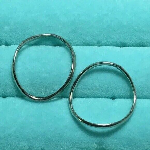Sterling Silver Ring Set Wave Band Rings Size 7 Stacking Matching Couples Rings - Picture 7 of 9